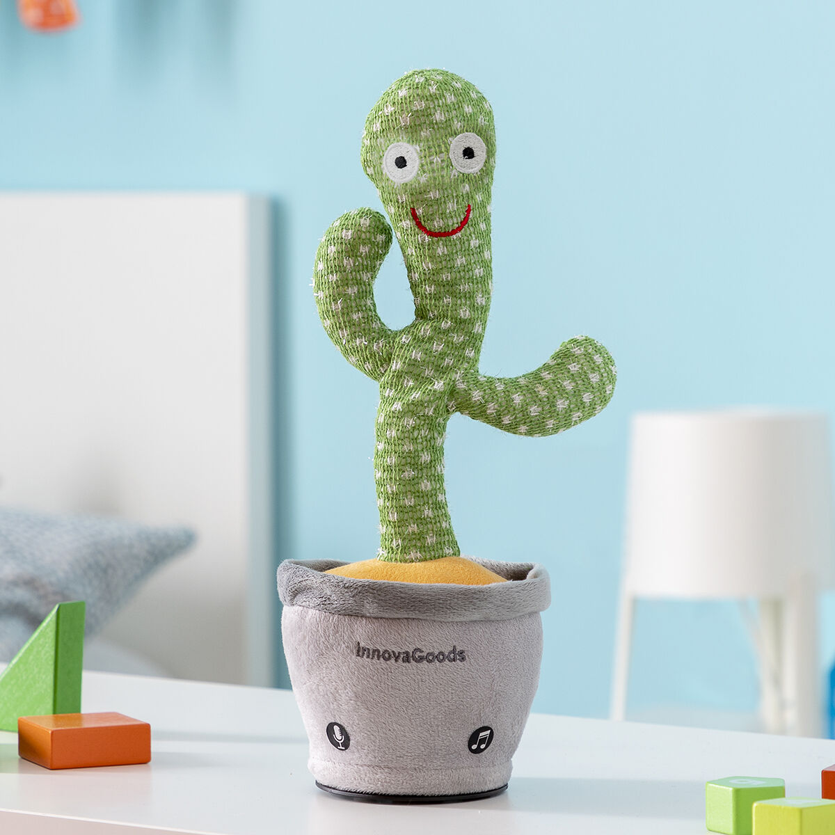 Cactus dansator și vorbitor reîncărcabil cu muzică și LED-uri multicolore Cacxi InnovaGoods Verde (Recondiționate A)