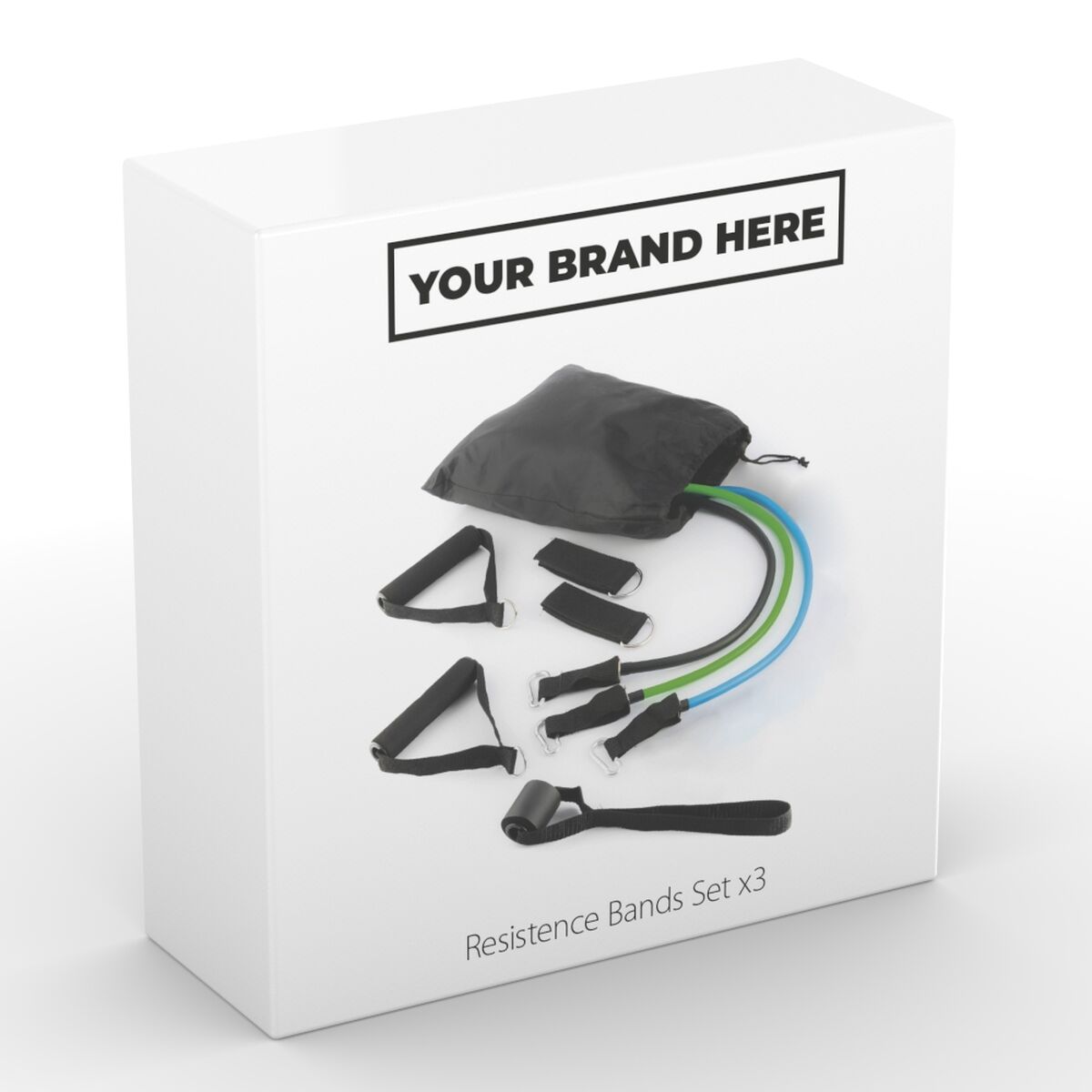 Set de benzi de rezistență cu accesorii și ghid de exerciții White Label 3 Unități (Recondiționate B)