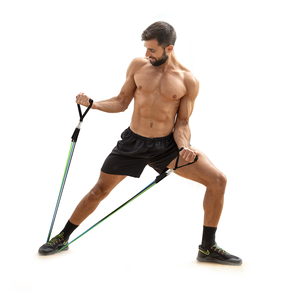 Set de benzi de rezistență cu accesorii și ghid de exerciții White Label 3 Unități (Recondiționate B)