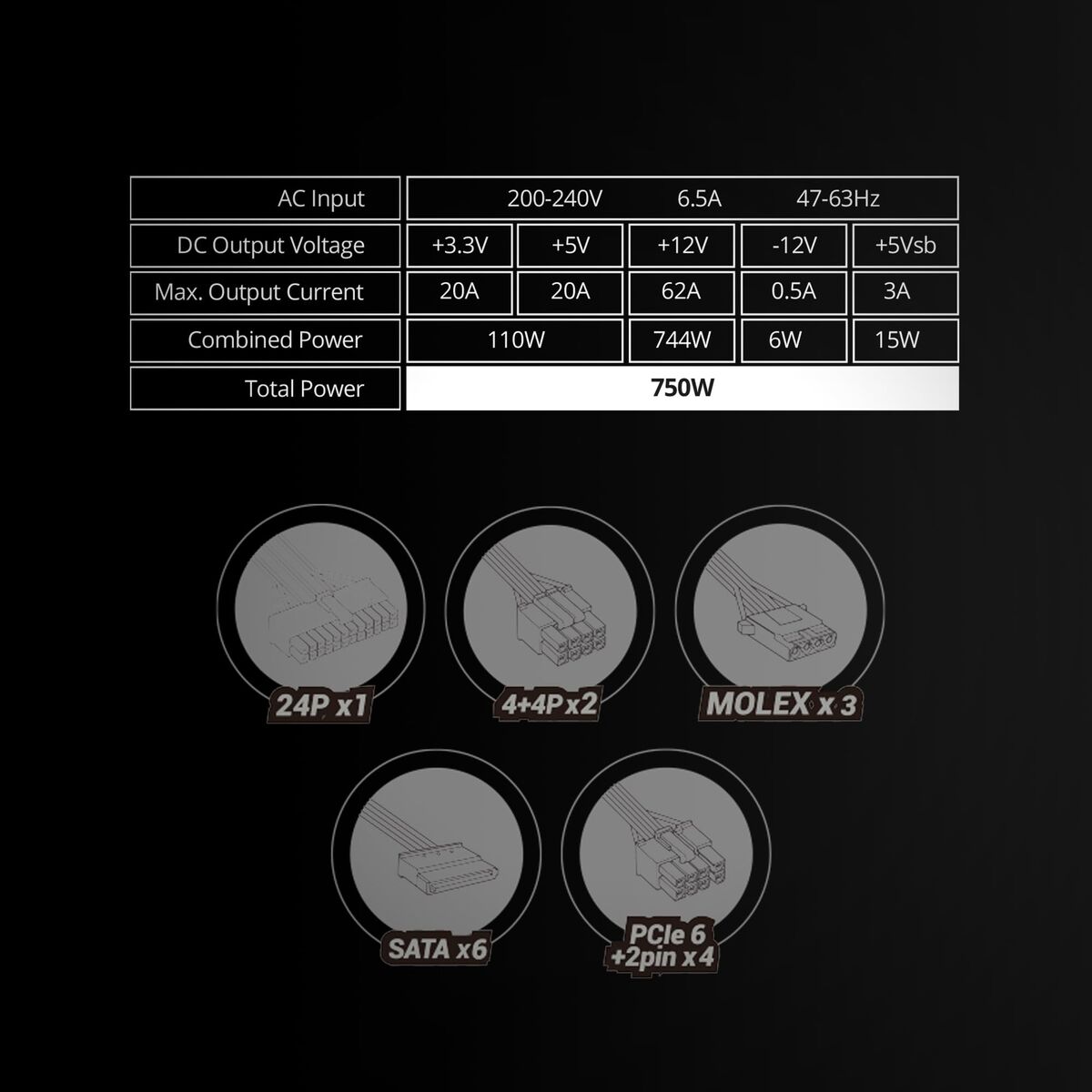 Sursă de Alimentare Mars Gaming MPZE750SIM ATX 750 W 6 W 110 W 80 Plus Silver (Recondiționate A)