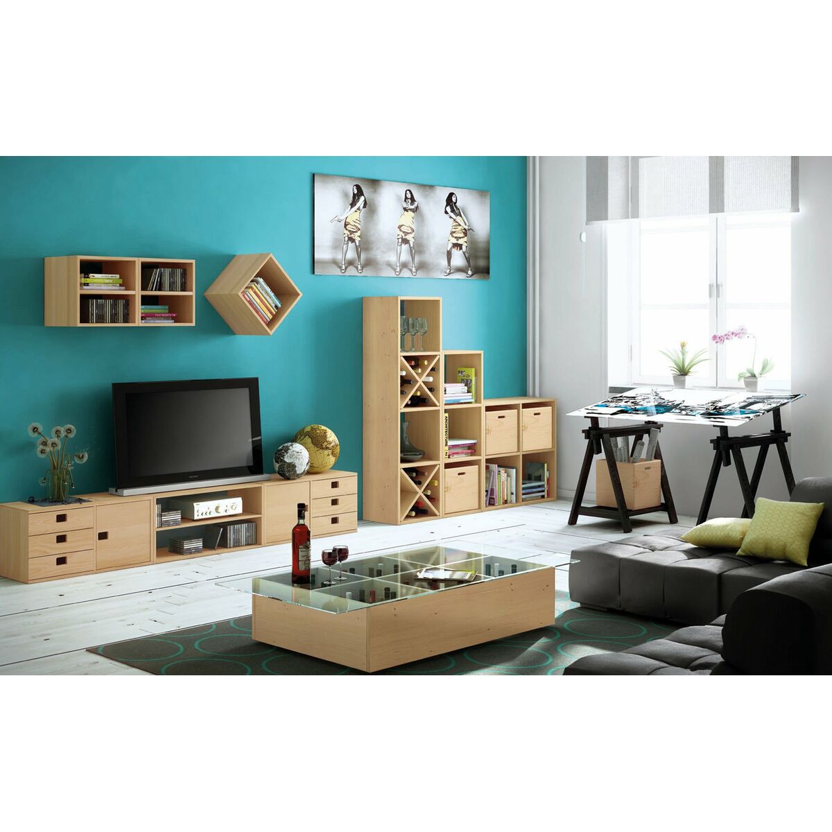 Șevalet Astigarraga Archi Tec Pin Negru Lemn (Recondiționate B)