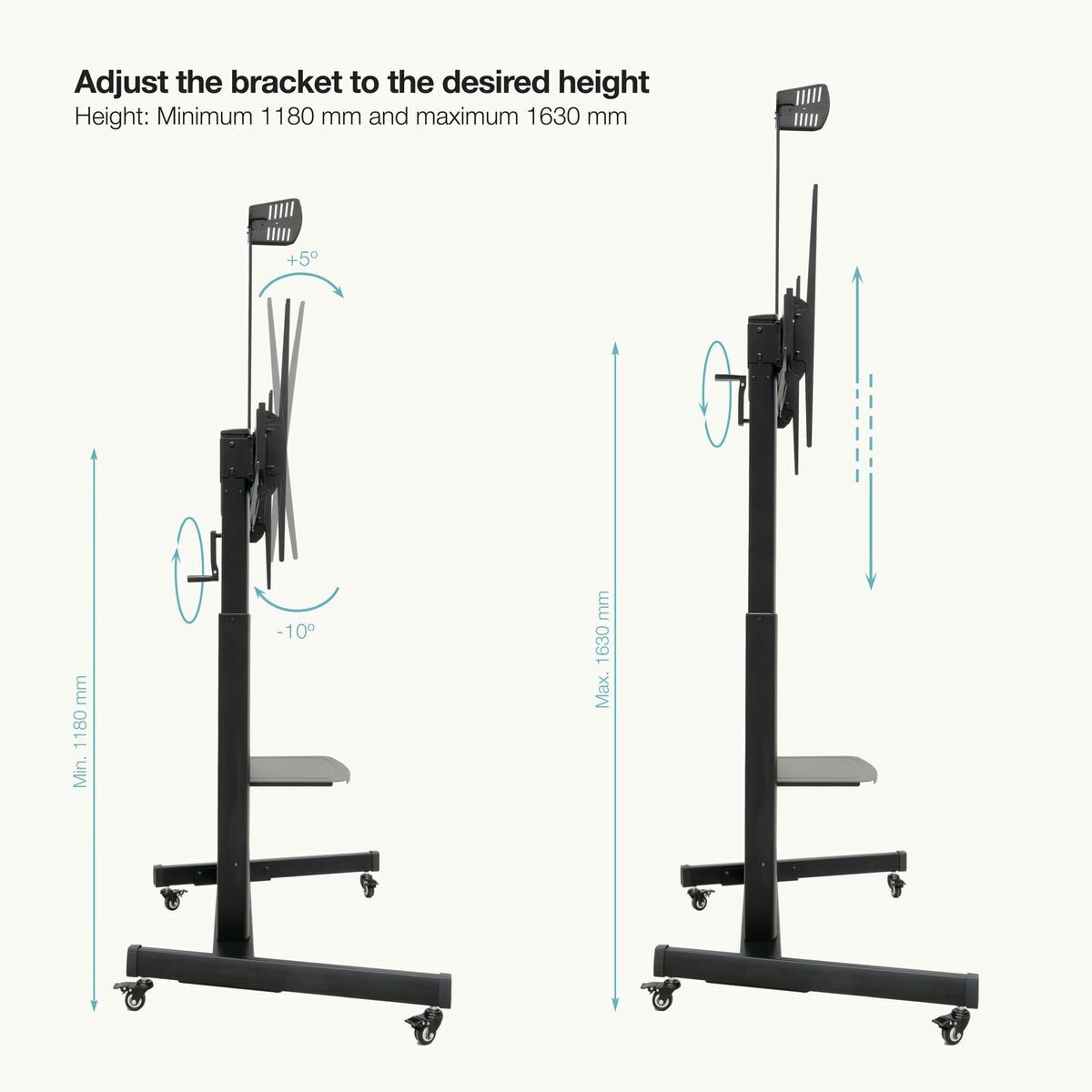 Suport TV pentru podea cu roți TooQ FS20406HM-B 60" 100" 120 kg 130 Kg (Recondiționate A)