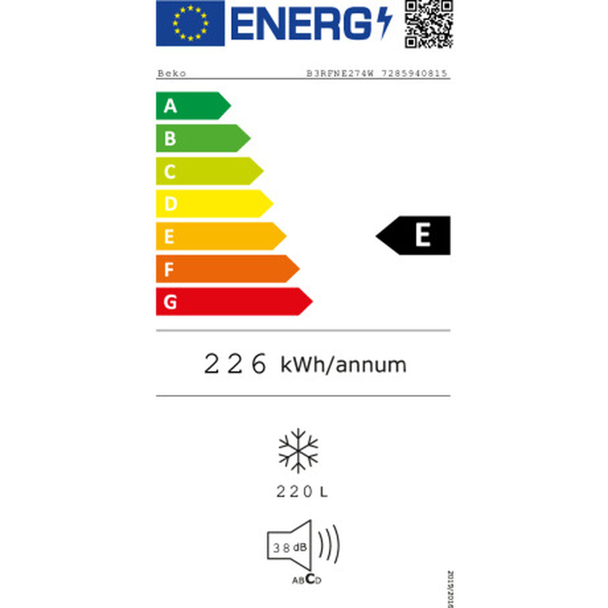 Congelator BEKO B3RFNE274W Alb (Recondiționate A)