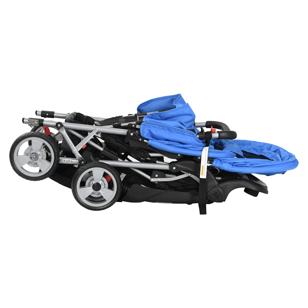 vidaXL Cărucior în tandem, albastru și negru, oțel vidaXL Cărucior în tandem, albastru și negru, oțel