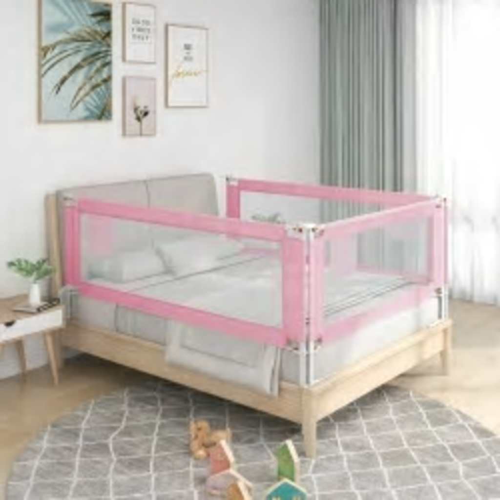 vidaXL Balustradă de protecție pat copii, roz, 140x25 cm, textil vidaXL Balustradă de protecție pat copii, roz, 140x25 cm, textil