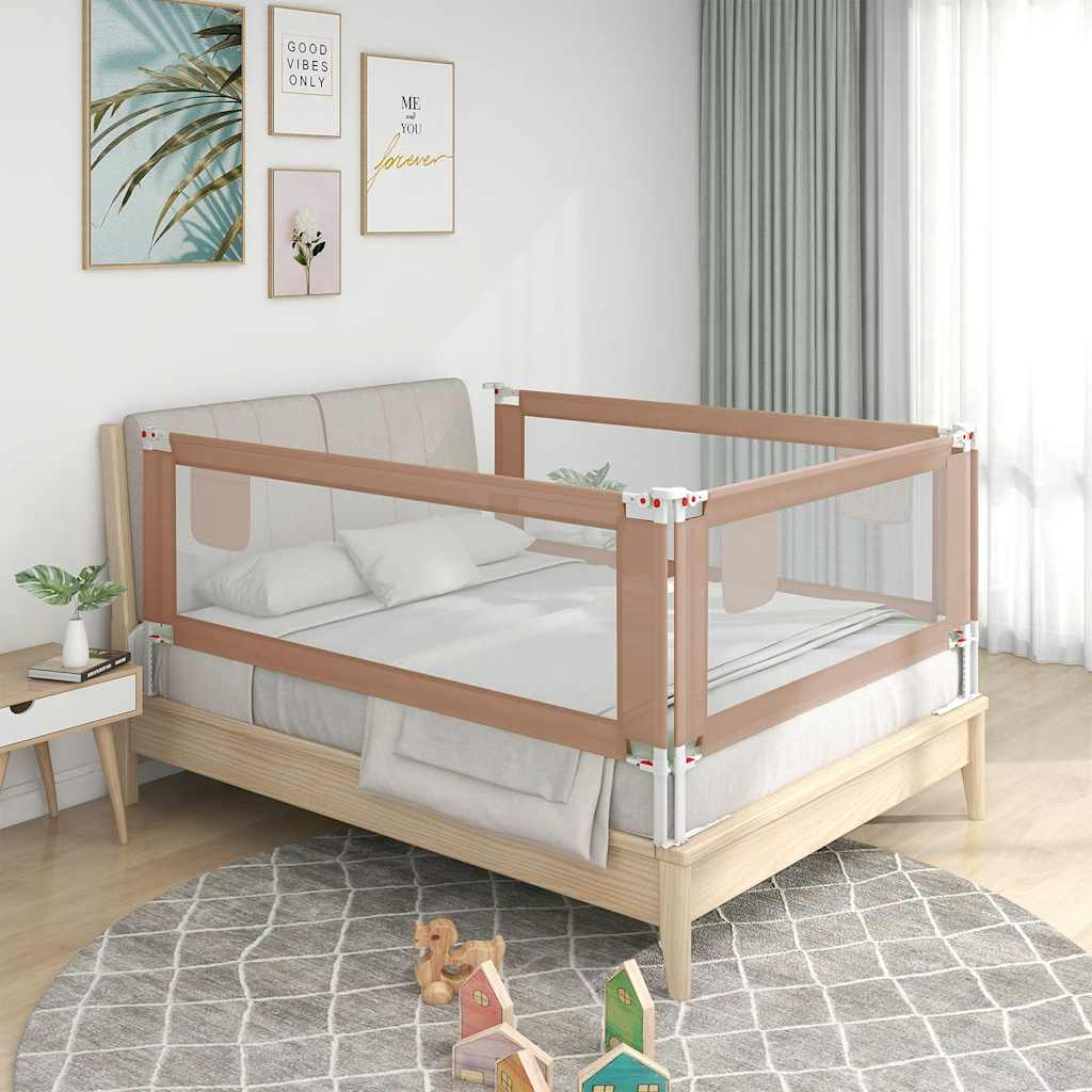 vidaXL Balustradă de protecție pat copii, gri taupe, 100x25 cm, textil vidaXL Balustradă de protecție pat copii, gri taupe, 100x25 cm, textil