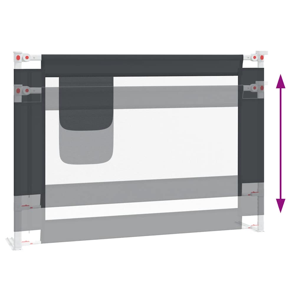 vidaXL Balustradă de protecție pat copii, gri închis, 90x25 cm, textil vidaXL Balustradă de protecție pat copii, gri închis, 90x25 cm, textil