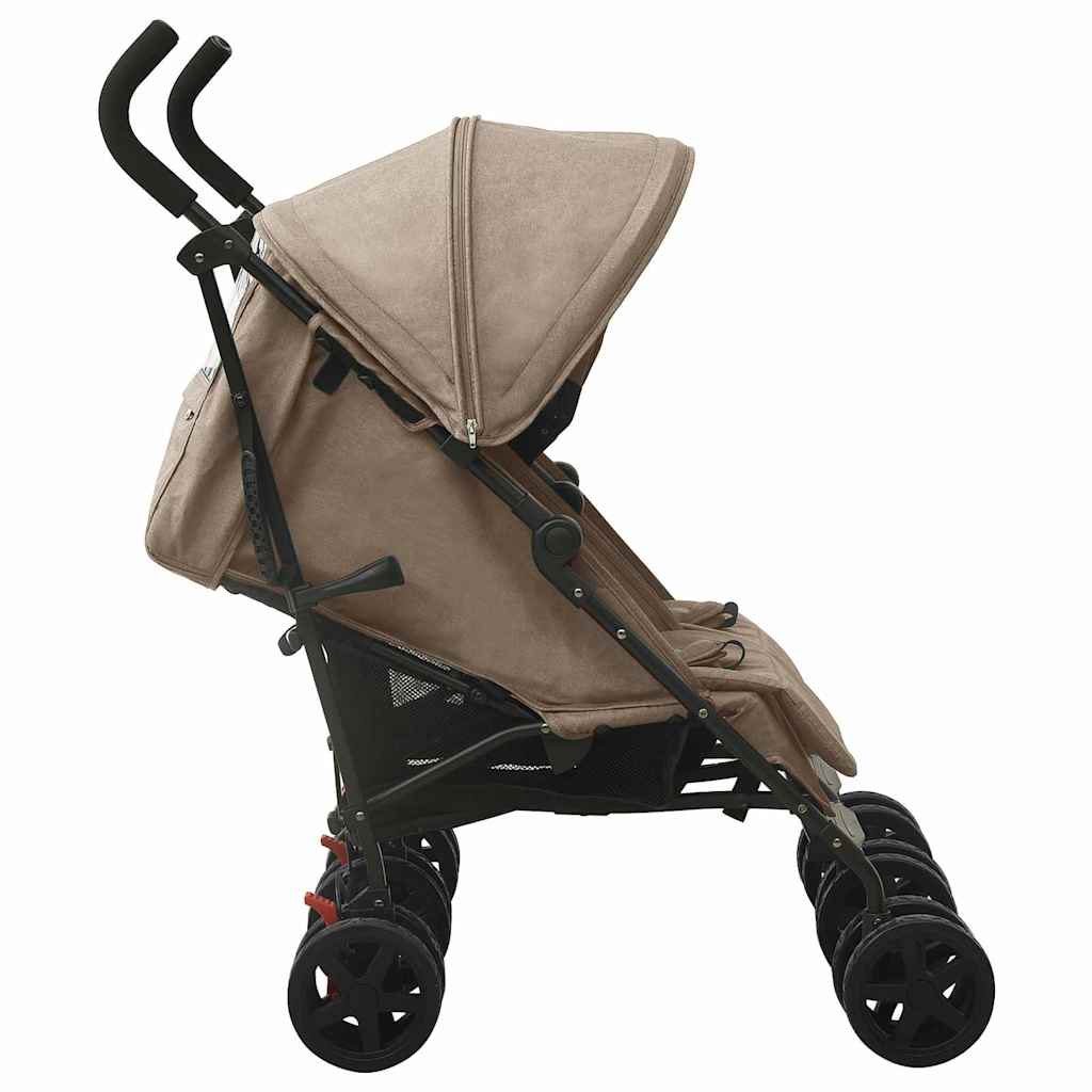 vidaXL Cărucior dublu, gri taupe, oțel vidaXL Cărucior dublu, gri taupe, oțel