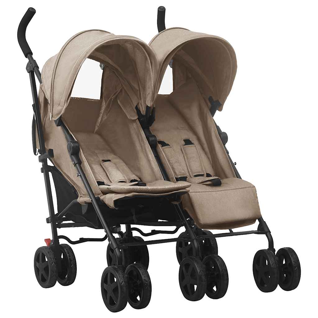 vidaXL Cărucior dublu, gri taupe, oțel vidaXL Cărucior dublu, gri taupe, oțel