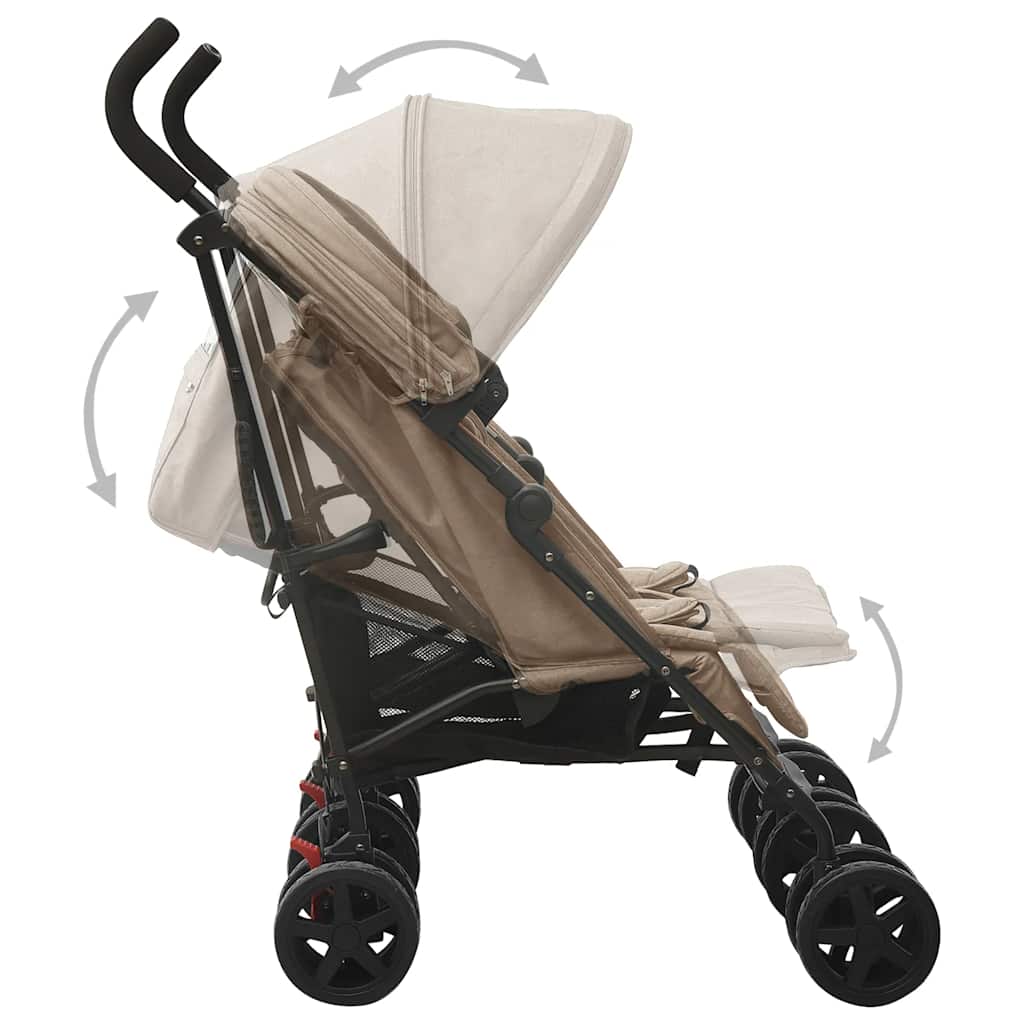 vidaXL Cărucior dublu, gri taupe, oțel vidaXL Cărucior dublu, gri taupe, oțel