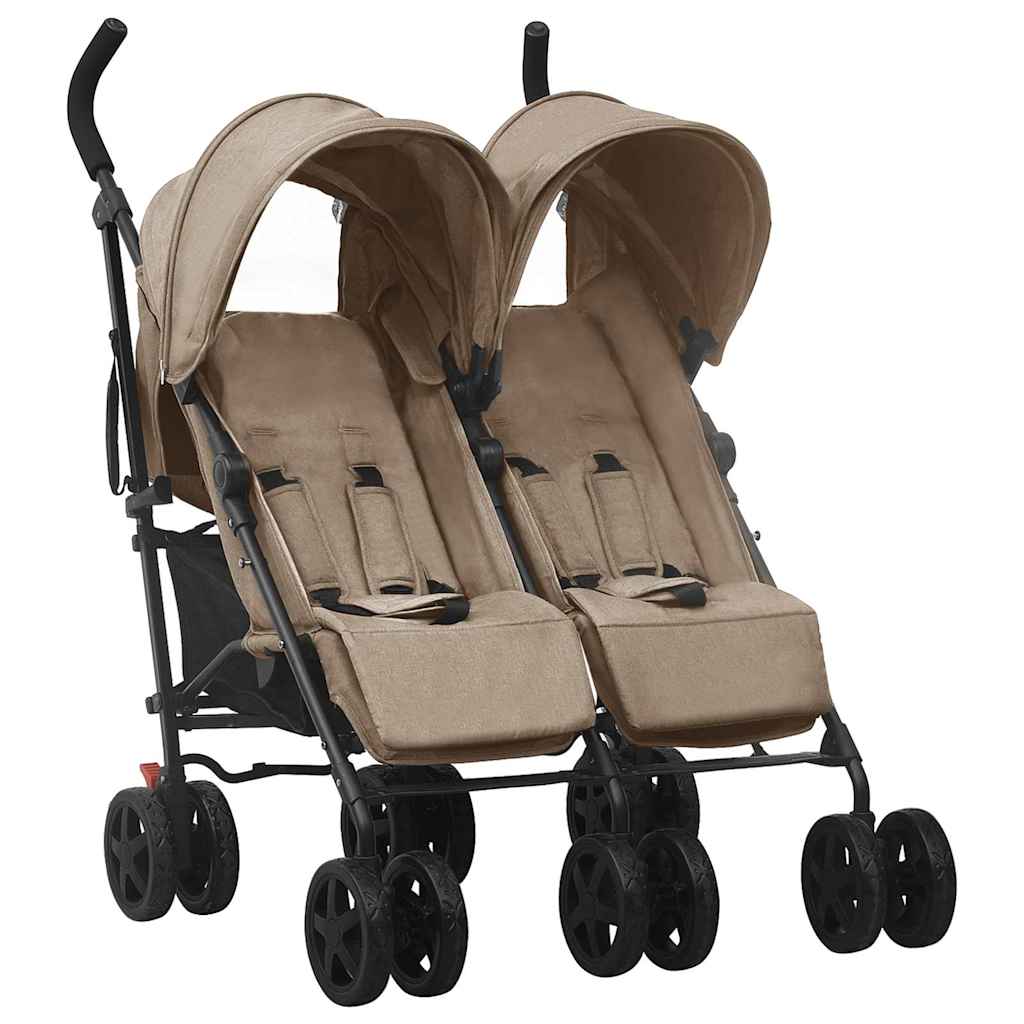 vidaXL Cărucior dublu, gri taupe, oțel vidaXL Cărucior dublu, gri taupe, oțel