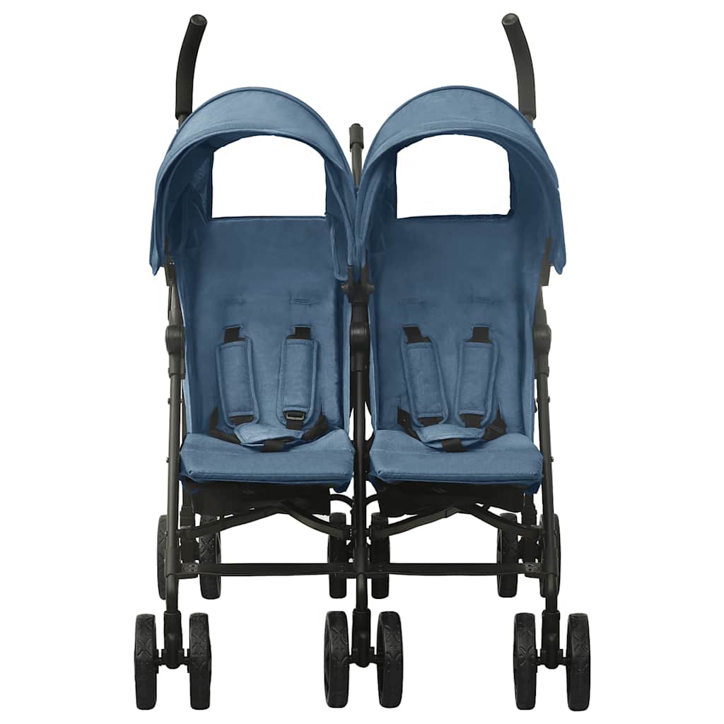 vidaXL Cărucior dublu, bleumarin, oțel vidaXL Cărucior dublu, bleumarin, oțel