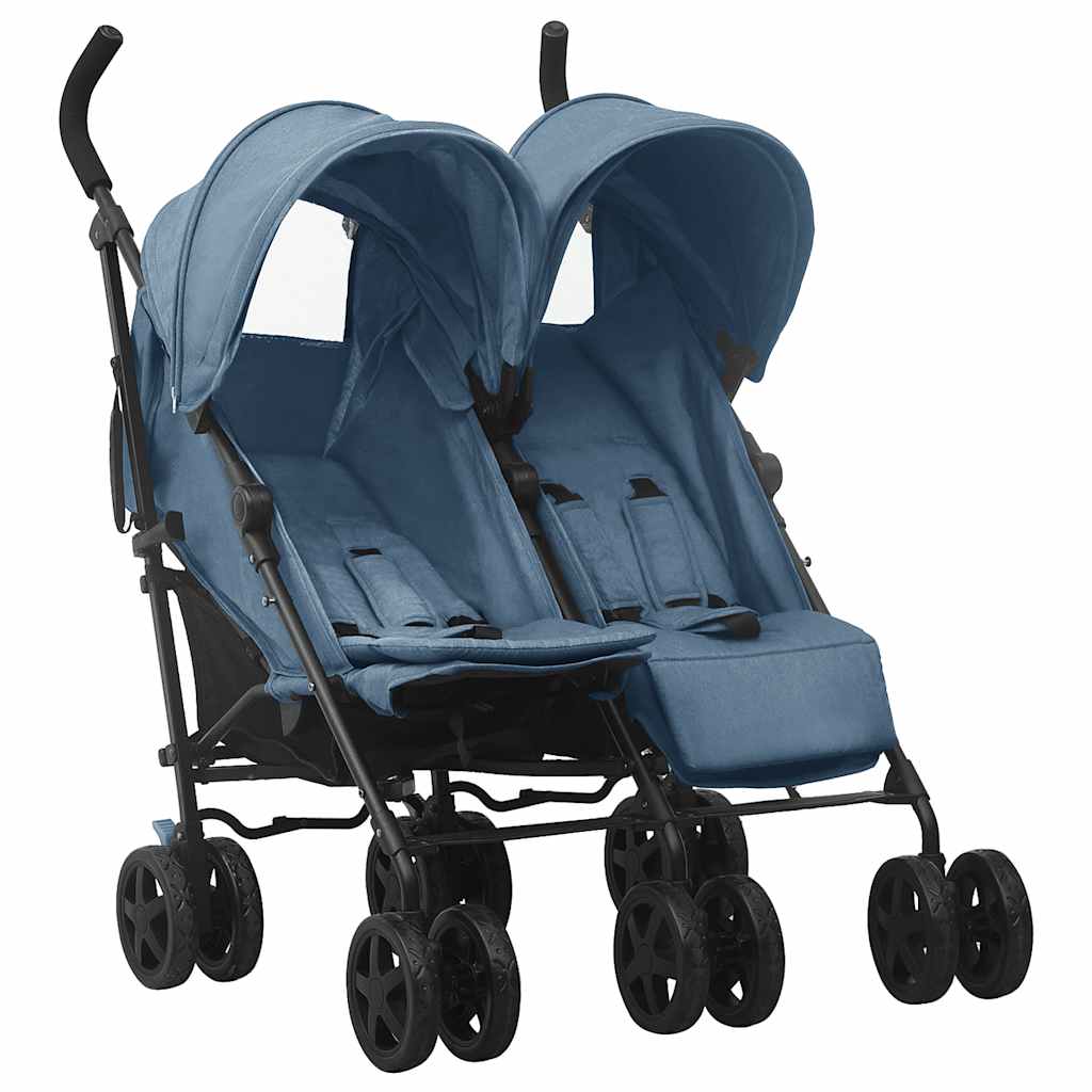 vidaXL Cărucior dublu, bleumarin, oțel vidaXL Cărucior dublu, bleumarin, oțel