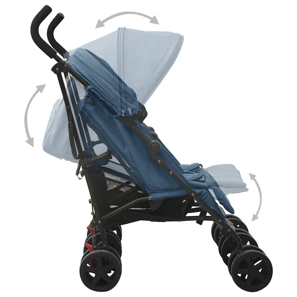 vidaXL Cărucior dublu, bleumarin, oțel vidaXL Cărucior dublu, bleumarin, oțel