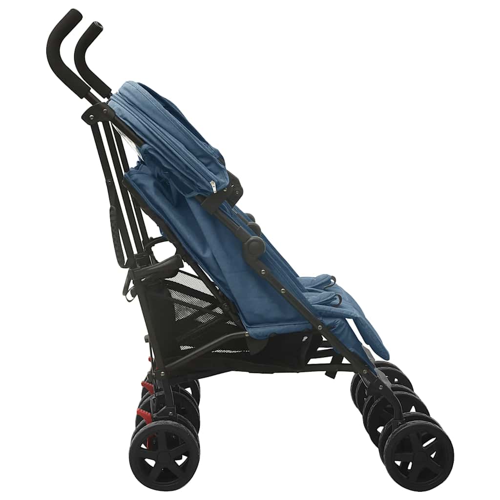 vidaXL Cărucior dublu, bleumarin, oțel vidaXL Cărucior dublu, bleumarin, oțel
