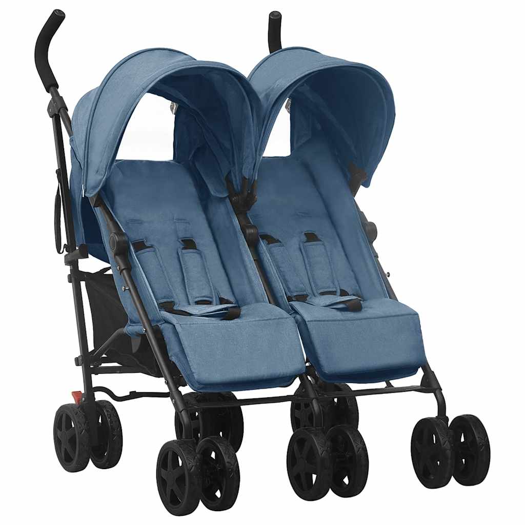 vidaXL Cărucior dublu, bleumarin, oțel vidaXL Cărucior dublu, bleumarin, oțel