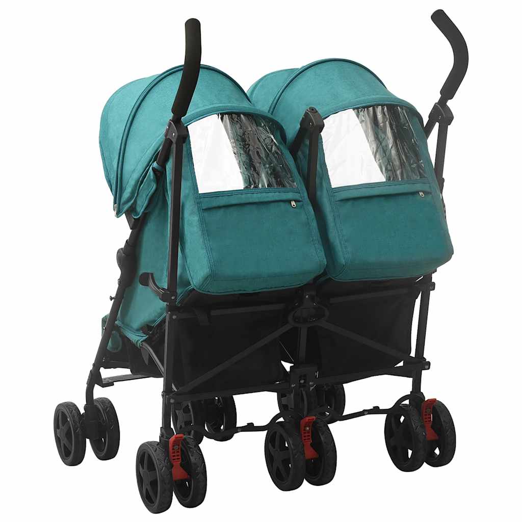 vidaXL Cărucior dublu, verde, oțel vidaXL Cărucior dublu, verde, oțel