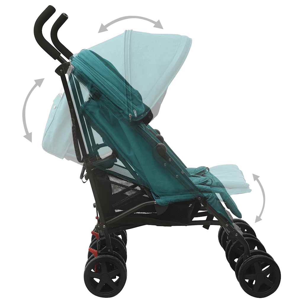 vidaXL Cărucior dublu, verde, oțel vidaXL Cărucior dublu, verde, oțel