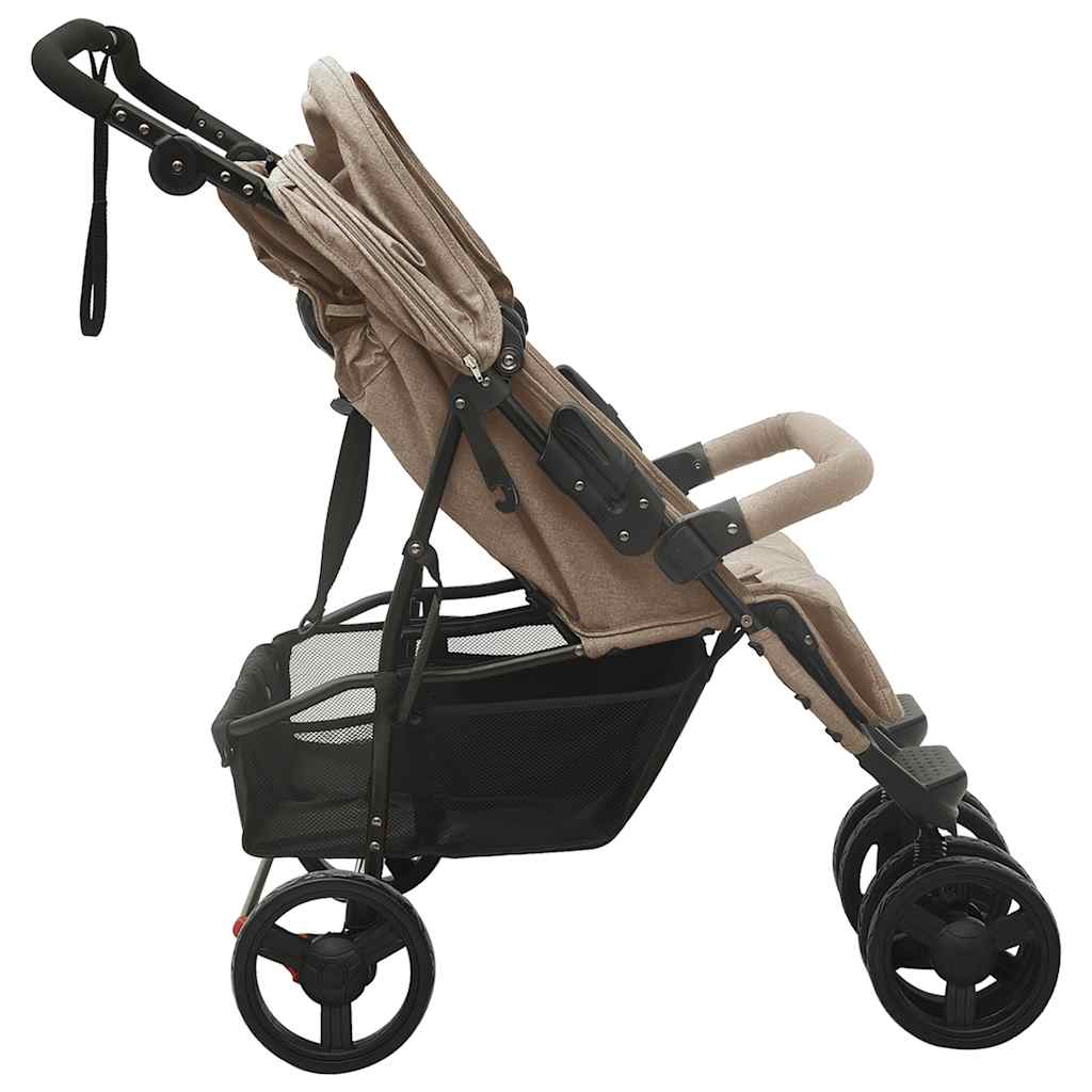 vidaXL Cărucior dublu, gri taupe, oțel vidaXL Cărucior dublu, gri taupe, oțel