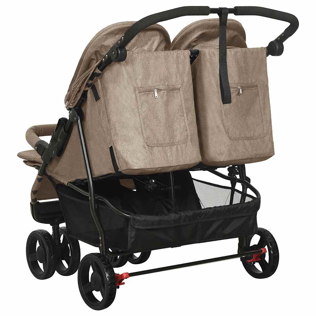 vidaXL Cărucior dublu, gri taupe, oțel vidaXL Cărucior dublu, gri taupe, oțel