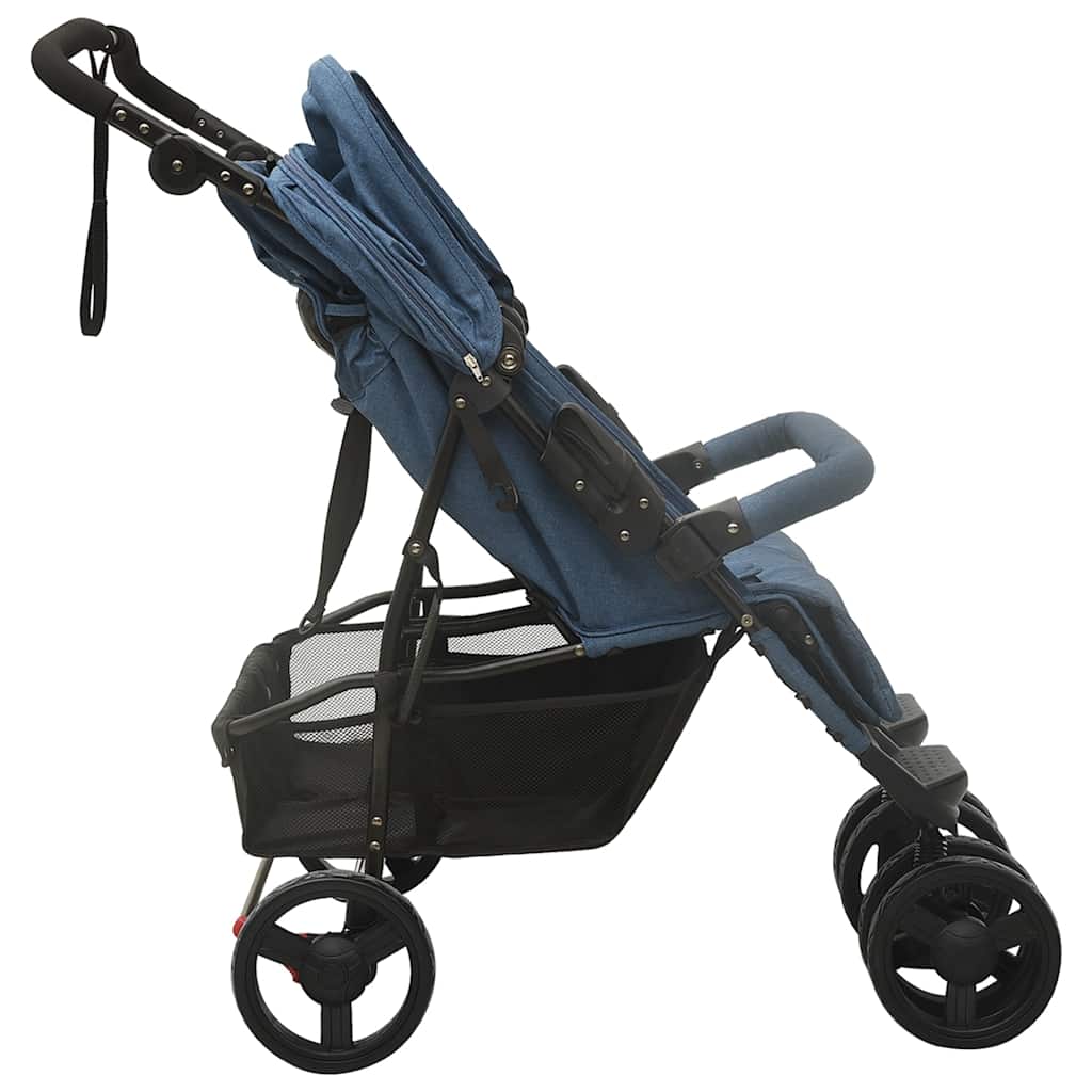 vidaXL Cărucior dublu, bleumarin, oțel vidaXL Cărucior dublu, bleumarin, oțel