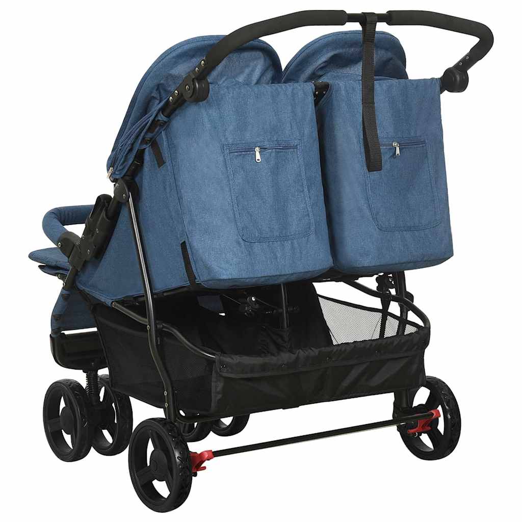 vidaXL Cărucior dublu, bleumarin, oțel vidaXL Cărucior dublu, bleumarin, oțel