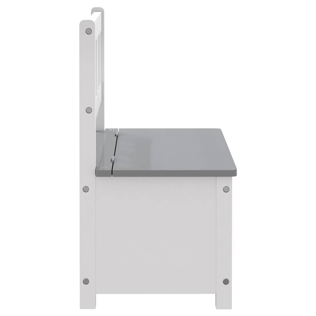 vidaXL Bancă de depozitare pentru copii, alb/gri, 60x30x55 cm, MDF vidaXL Bancă de depozitare pentru copii, alb/gri, 60x30x55 cm, MDF