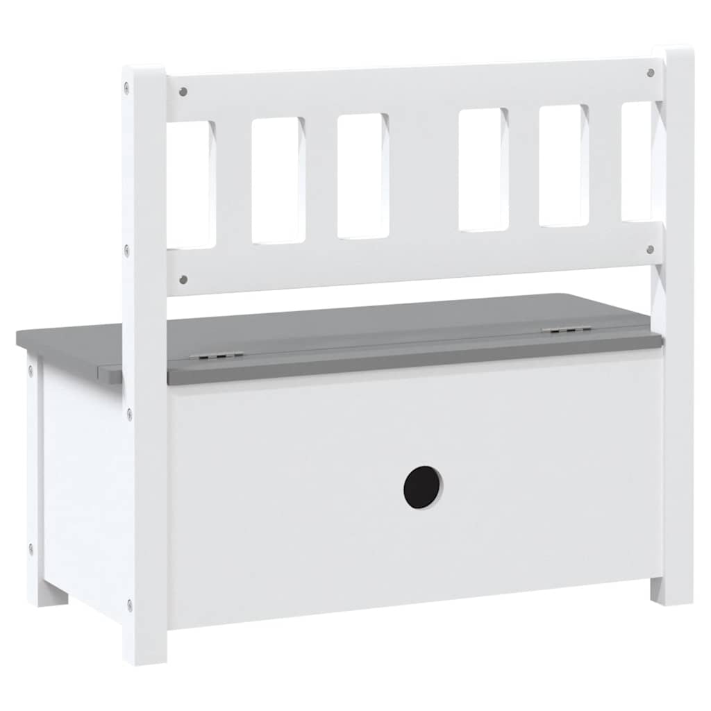 vidaXL Bancă de depozitare pentru copii, alb/gri, 60x30x55 cm, MDF vidaXL Bancă de depozitare pentru copii, alb/gri, 60x30x55 cm, MDF