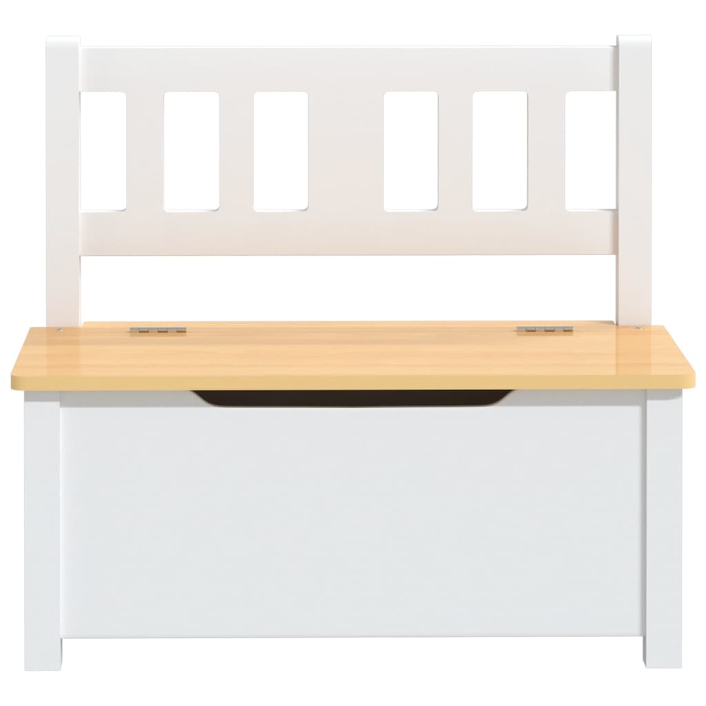 vidaXL Bancă de depozitare pentru copii, alb și bej, 60x30x55 cm, MDF vidaXL Bancă de depozitare pentru copii, alb și bej, 60x30x55 cm, MDF