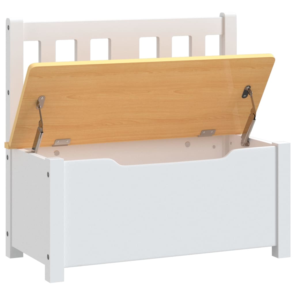 vidaXL Bancă de depozitare pentru copii, alb și bej, 60x30x55 cm, MDF vidaXL Bancă de depozitare pentru copii, alb și bej, 60x30x55 cm, MDF