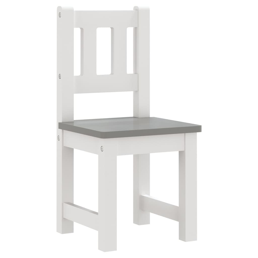 vidaXL Set masă&scaun pentru copii, 3 piese, alb și gri, MDF vidaXL Set masă&scaun pentru copii, 3 piese, alb și gri, MDF