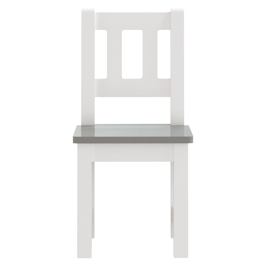 vidaXL Set masă&scaun pentru copii, 3 piese, alb și gri, MDF vidaXL Set masă&scaun pentru copii, 3 piese, alb și gri, MDF
