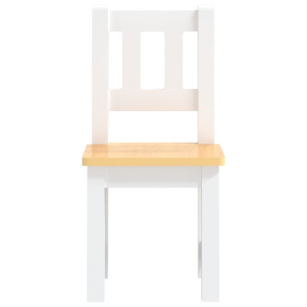 vidaXL Set masă&scaune pentru copii, 3 piese, alb și bej, MDF vidaXL Set masă&scaune pentru copii, 3 piese, alb și bej, MDF