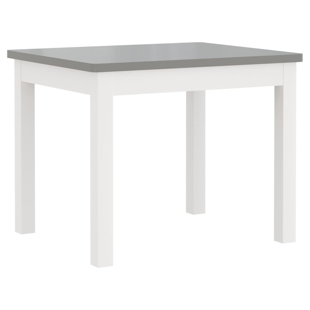 vidaXL Set masă&scaune pentru copii, 4 piese, alb și gri, MDF vidaXL Set masă&scaune pentru copii, 4 piese, alb și gri, MDF