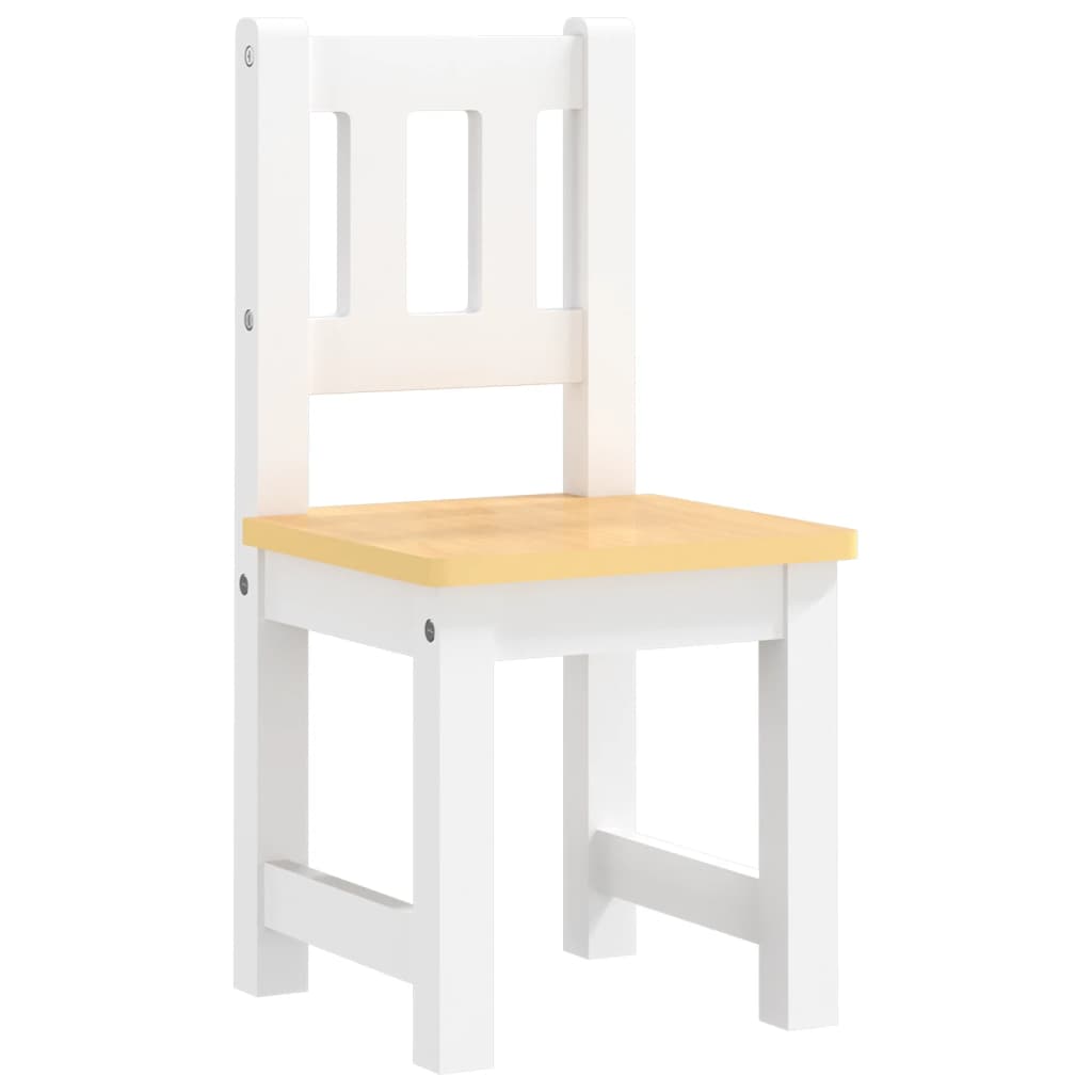 vidaXL Set masă&scaune pentru copii, 4 piese, alb și bej, MDF vidaXL Set masă&scaune pentru copii, 4 piese, alb și bej, MDF