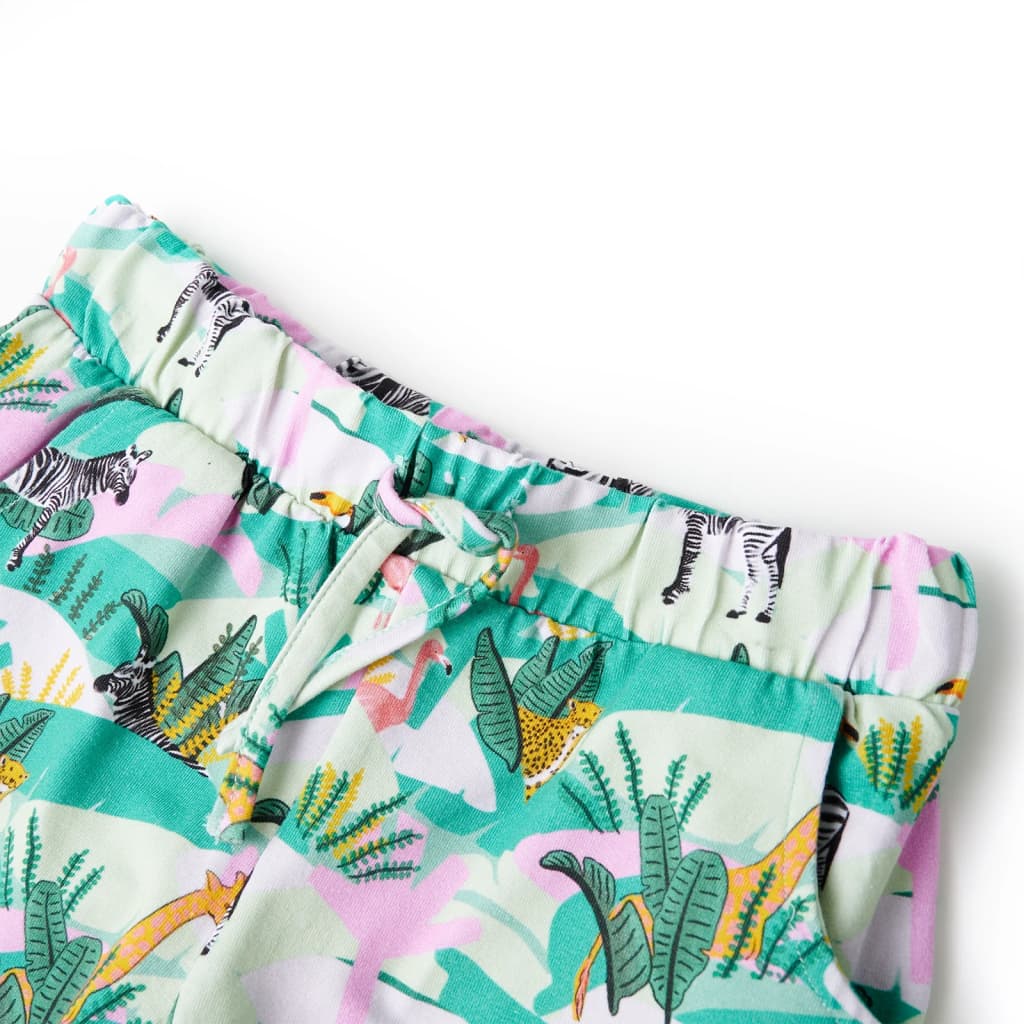 Pantaloni scurți copii cu șnur verde mentă 116 Pantaloni scurți copii cu șnur verde mentă 116