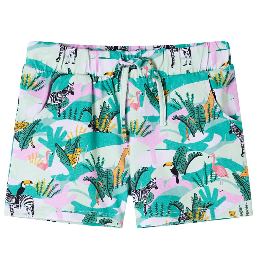 Pantaloni scurți copii cu șnur verde mentă 116 Pantaloni scurți copii cu șnur verde mentă 116