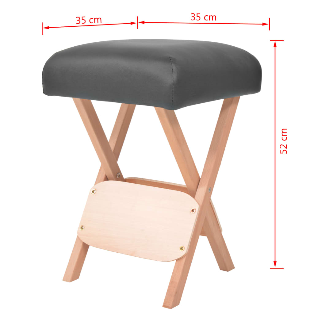 vidaXL Taburet pliabil de masaj, șezut gros de 12 cm & 2 perne, negru