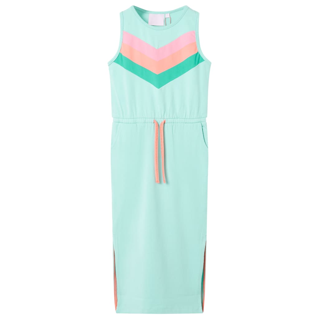 Rochie pentru copii cu șnur în talie, verde mentă deschis, 104 Rochie pentru copii cu șnur în talie, verde mentă deschis, 104
