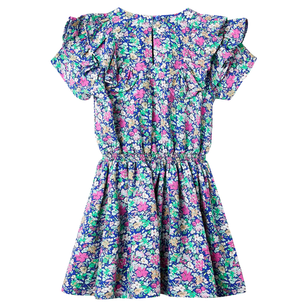 Rochie pentru copii, mâneci cu volane, albastru cobalt, 140 Rochie pentru copii, mâneci cu volane, albastru cobalt, 140