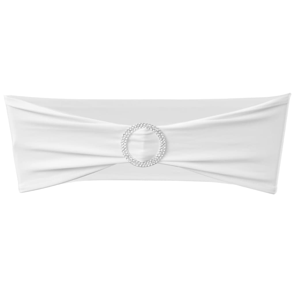 Fundă elastică decorativă scaun, cataramă diamante, alb, 25 buc. Fundă elastică decorativă scaun, cataramă diamante, alb, 25 buc.