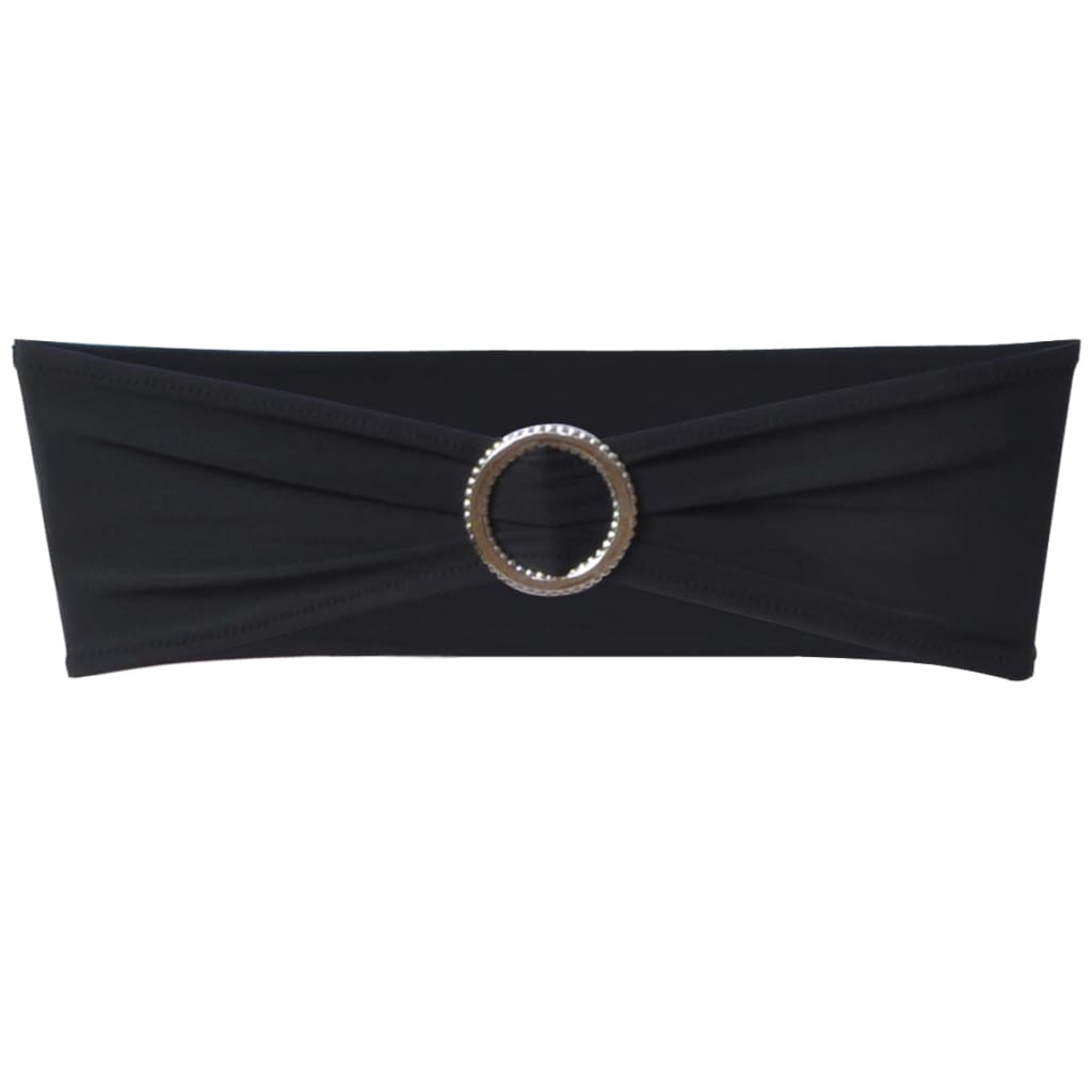 Fundă elastică decorativă scaun, cataramă diamante, negru, 25 buc. Fundă elastică decorativă scaun, cataramă diamante, negru, 25 buc.