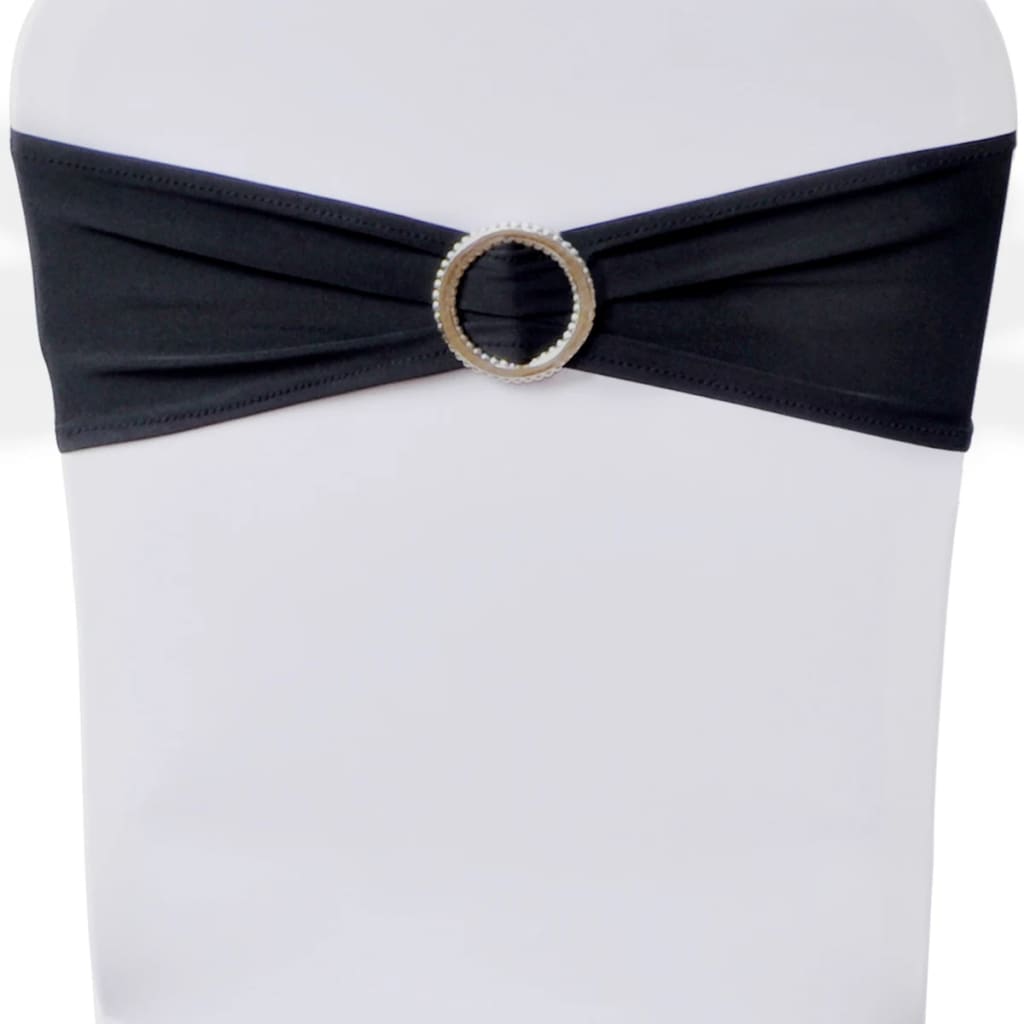 Fundă elastică decorativă scaun, cataramă diamante, negru, 25 buc. Fundă elastică decorativă scaun, cataramă diamante, negru, 25 buc.