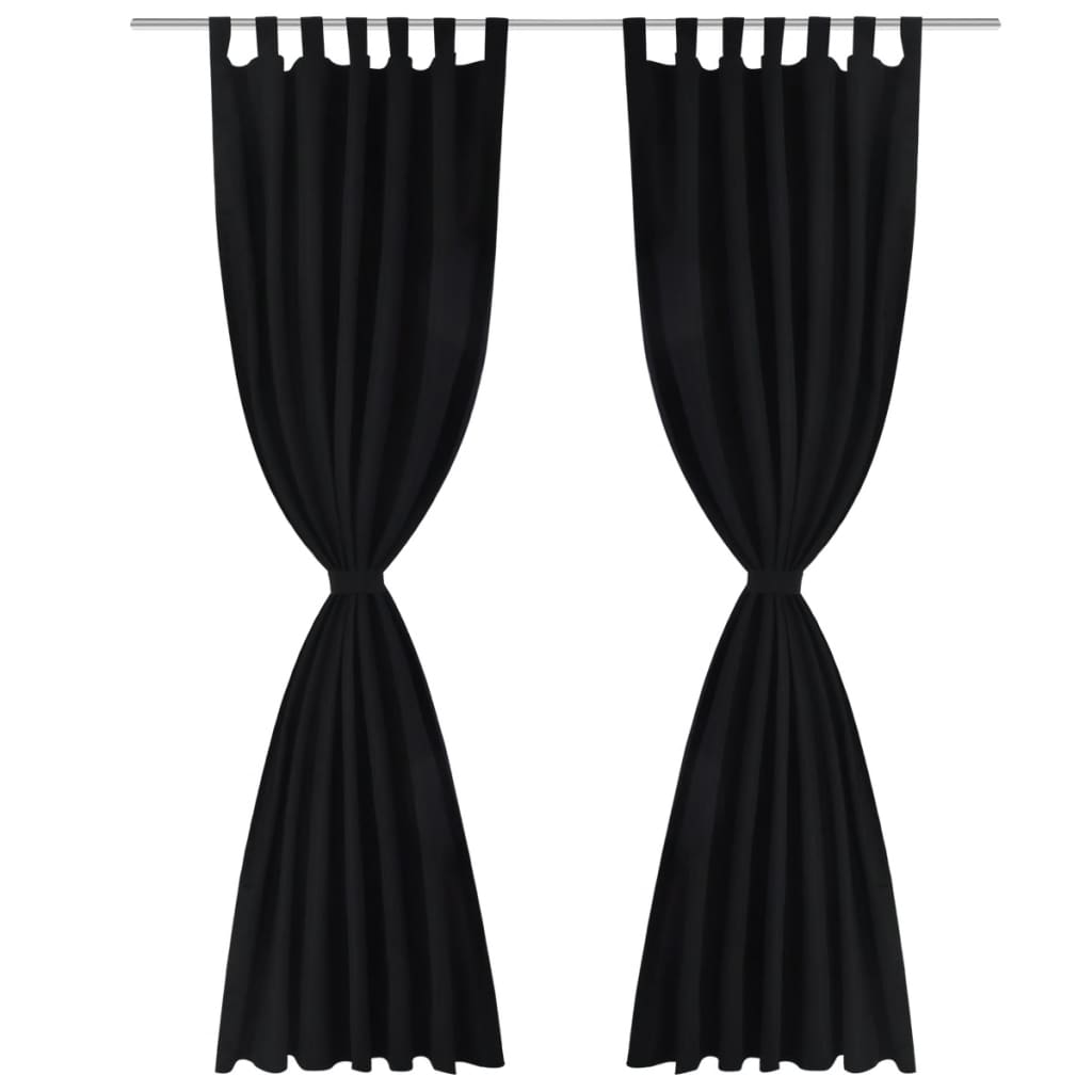 Draperii micro-satin cu bride, 2 buc, 140 x 175 cm, negru Draperii micro-satin cu bride, 2 buc, 140 x 175 cm, negru
