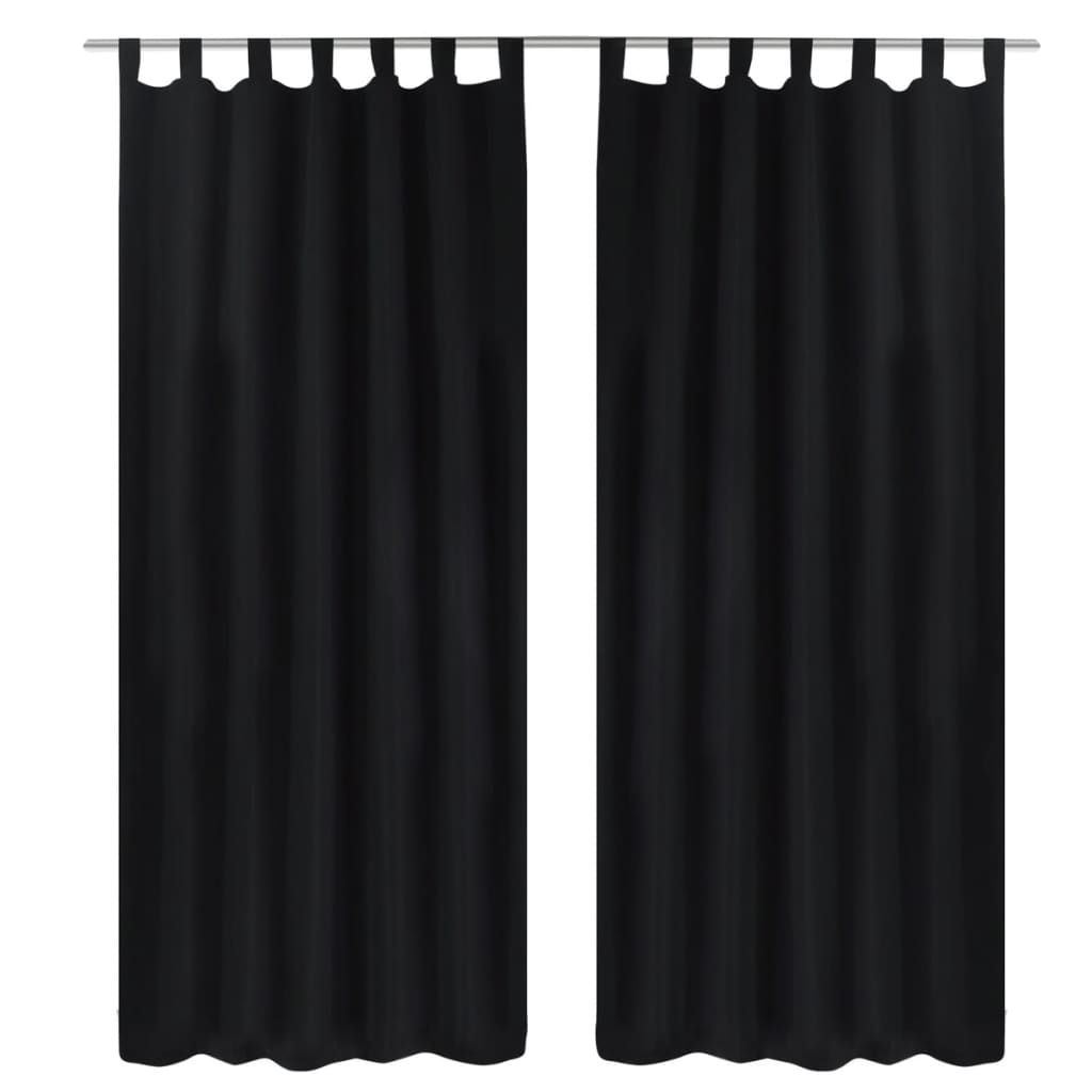 Draperii micro-satin cu bride, 2 buc, 140 x 175 cm, negru Draperii micro-satin cu bride, 2 buc, 140 x 175 cm, negru