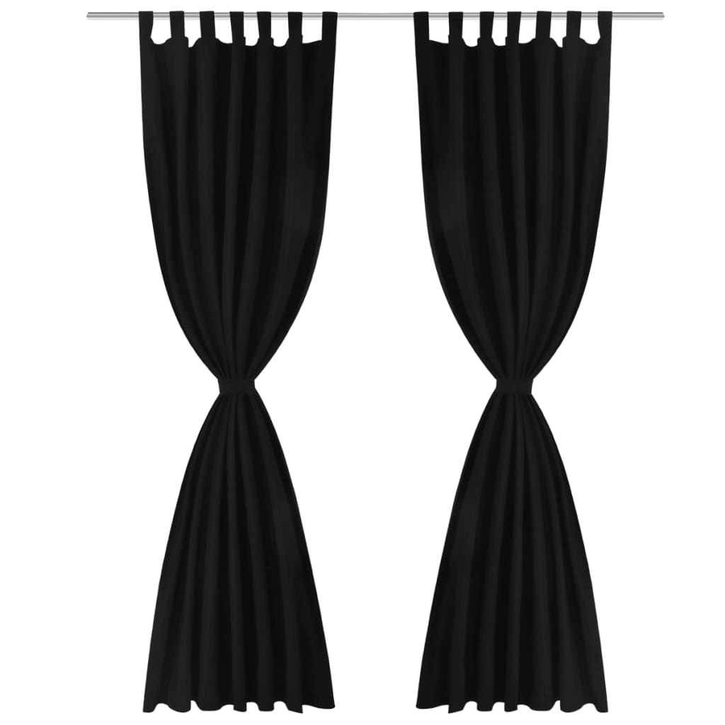 Draperii micro-satin cu bride, 2 buc, 140 x 225 cm, negru Draperii micro-satin cu bride, 2 buc, 140 x 225 cm, negru