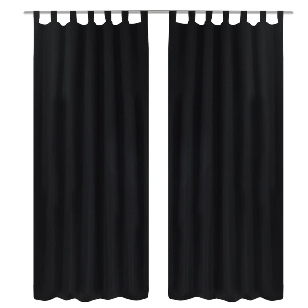Draperii micro-satin cu bride, 2 buc, 140 x 225 cm, negru Draperii micro-satin cu bride, 2 buc, 140 x 225 cm, negru