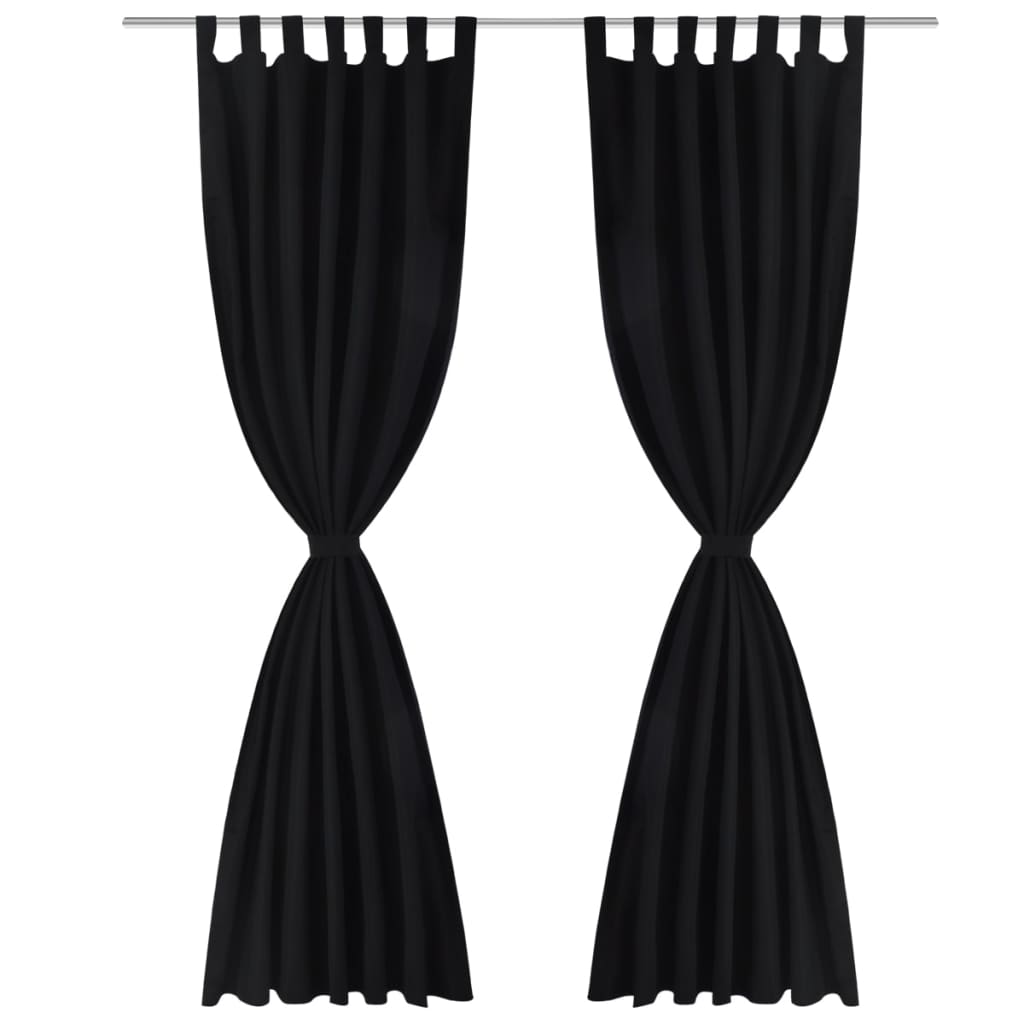 Draperii micro-satin cu bride, 2 buc, 140 x 225 cm, negru Draperii micro-satin cu bride, 2 buc, 140 x 225 cm, negru