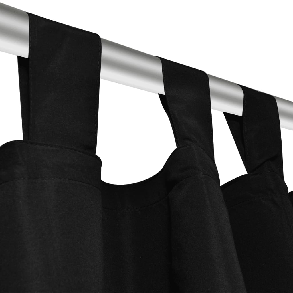 Draperii micro-satin cu bride, 2 buc, 140 x 225 cm, negru Draperii micro-satin cu bride, 2 buc, 140 x 225 cm, negru