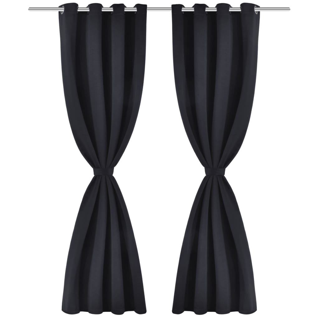 Draperii opace cu inele metalice, 2 buc., negru, 135 x 245 cm Draperii opace cu inele metalice, 2 buc., negru, 135 x 245 cm